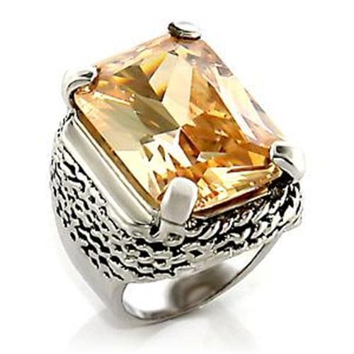 Brass Silver Champagne CZ Emerald Cut Byzantine Cocktail Ring