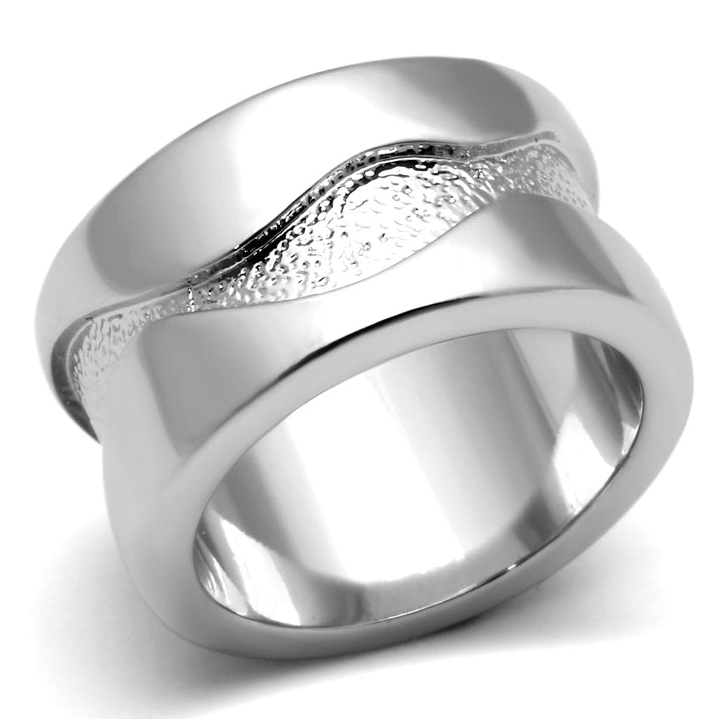 Brass Silver Engraved Crossover Wide Band Ring
