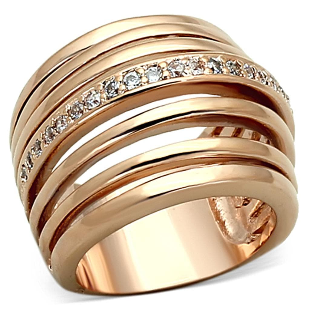 Brass Rose Gold Polished Multi Row Wide Band Ring