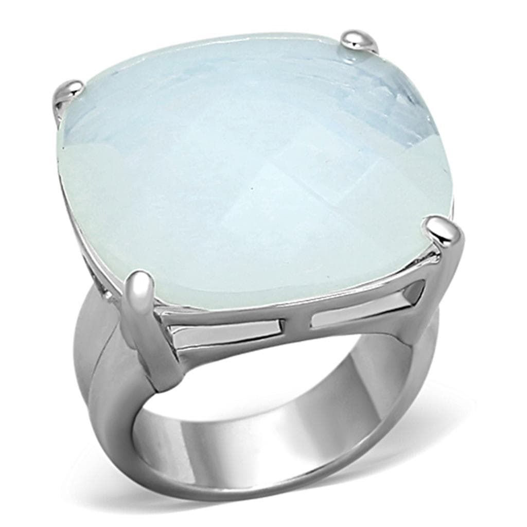 Brass Silver Opalite Cushion Cut Solitaire Cocktail Ring