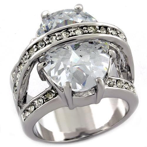 Brass Silver CZ Round Halo Split Shank Cocktail Ring