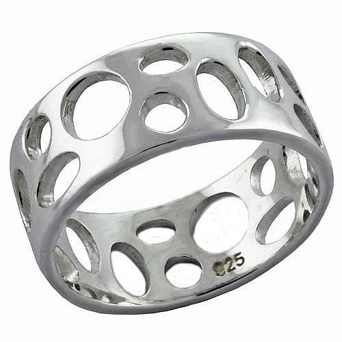Sterling Silver Polished Bubble Cutout Wide Band Ring