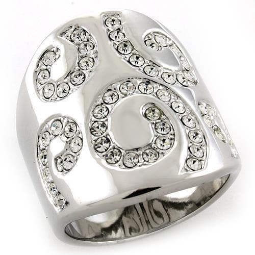 Sterling Silver CZ Swirl Scroll Pave Dome Cocktail Ring