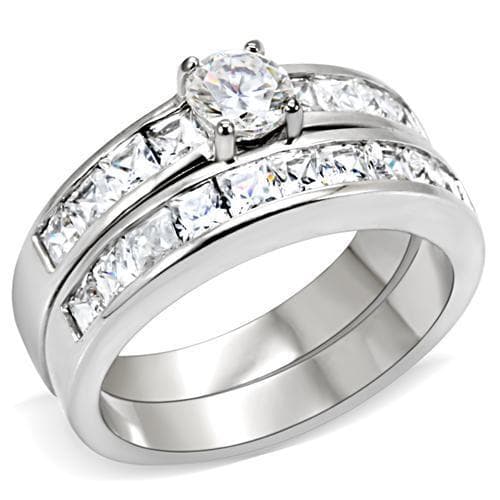 Sterling Silver CZ Round Solitaire Princess Channel Bridal Ring