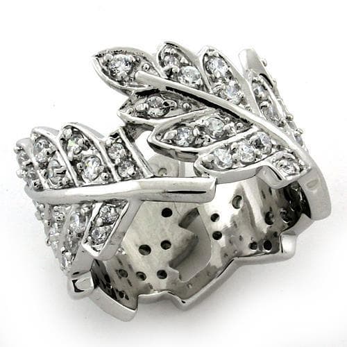 Sterling Silver CZ Leaf Branch Cluster Ring