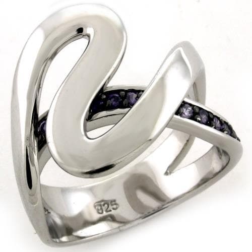 Sterling Silver Tanzanite CZ Swirl Loop Cocktail Ring