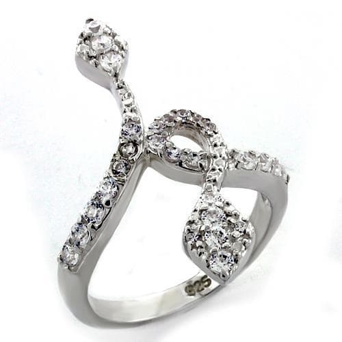 Sterling Silver CZ Snake Serpentine Bypass Cocktail Ring