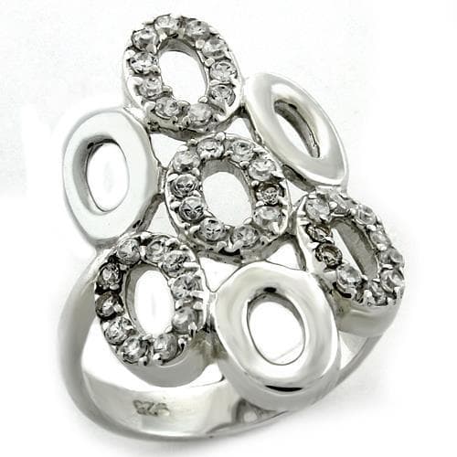 Sterling Silver CZ Open Oval Loop Scroll Cocktail Ring