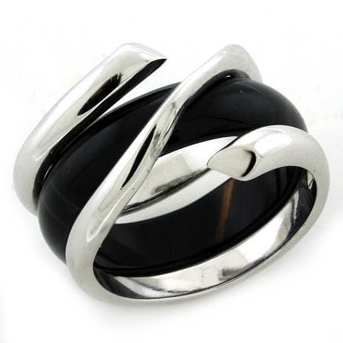 Sterling Silver Black Onyx Interlocking Bypass Cocktail Ring