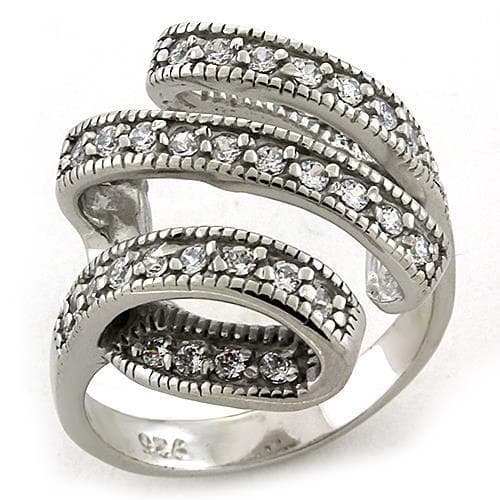 Sterling Silver CZ Pave Multi Row Stacking Wide Band Ring