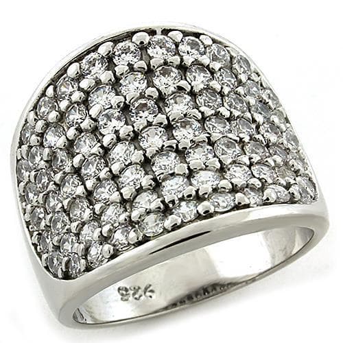 Sterling Silver CZ Pave Dome Wide Band Cocktail Ring