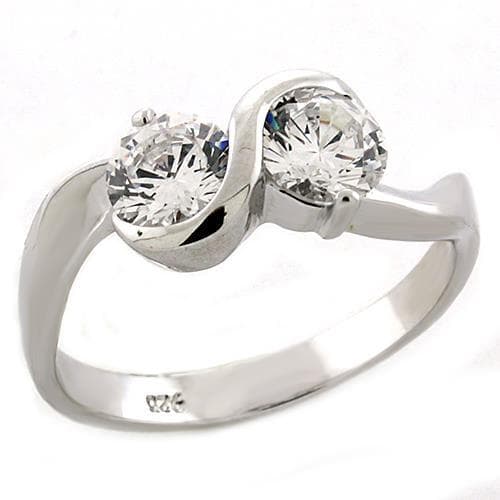 Sterling Silver CZ Round Solitaire Infinity Bypass Ring