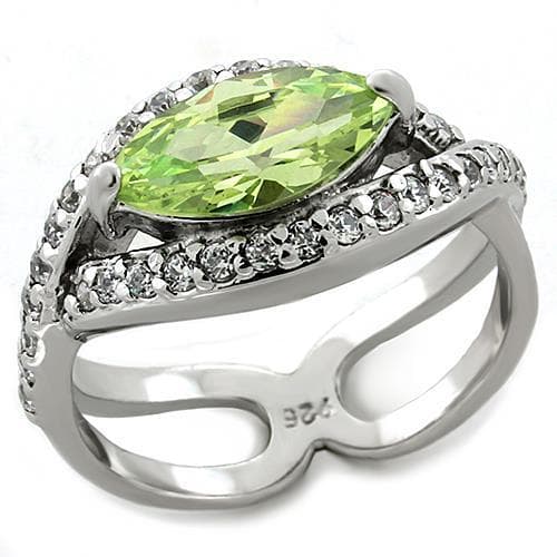 Sterling Silver Green Peridot CZ Marquise Halo Butterfly Ring