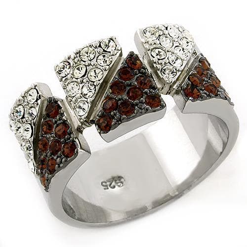 Sterling Silver Garnet Red White CZ Chevron Zigzag Band Ring