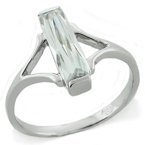 Sterling Silver CZ Tapered Baguette Solitaire Cocktail Ring