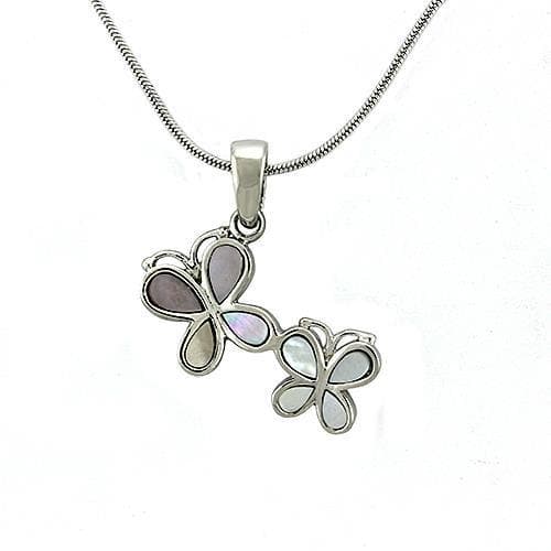 Sterling Silver Mother of Pearl Butterfly Pendant Necklace