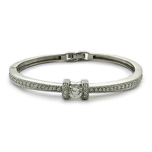 Sterling Silver CZ Channel Pave Bangle Bracelet