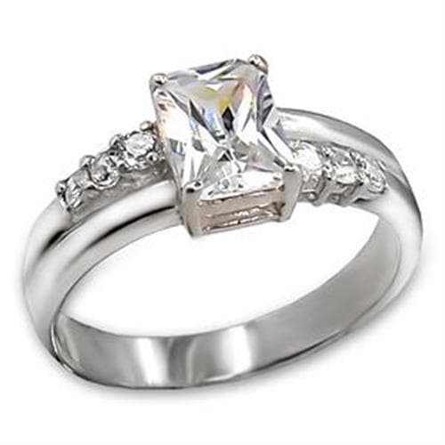 Sterling Silver CZ Emerald Cut Bypass Solitaire Ring
