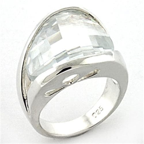 Sterling Silver Clear CZ Checkerboard Oval Dome Cocktail Ring