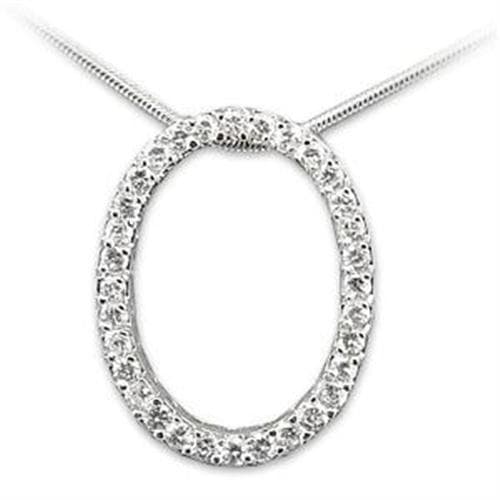 Sterling Silver CZ Letter O Pave Pendant Necklace