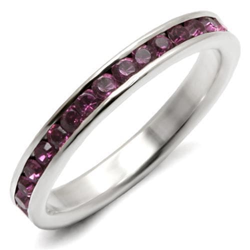 Sterling Silver Pink Crystal Channel Eternity Band Ring