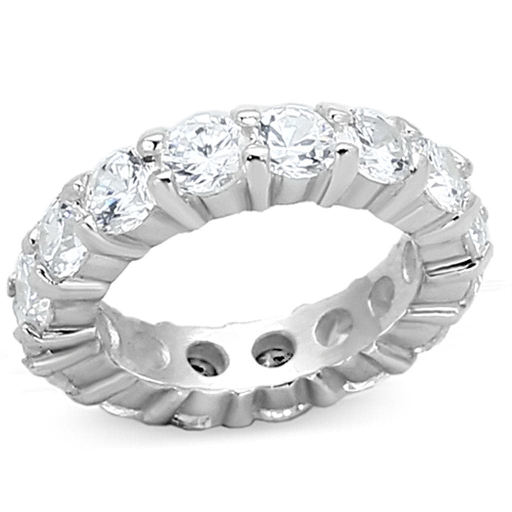 Sterling Silver CZ Round Prong Eternity Band Ring