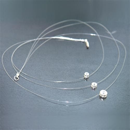 Sterling Silver Multi Strand Wire Bead Station Necklace