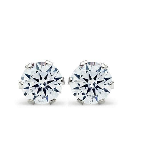 Sterling Silver CZ Round Brilliant Stud Earrings