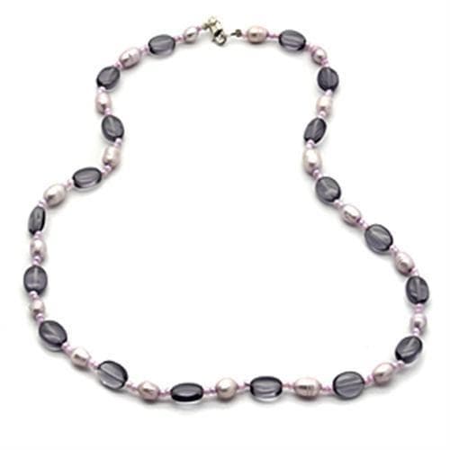 Sterling Silver Gray Pearl Two Tone Bead Station Necklace