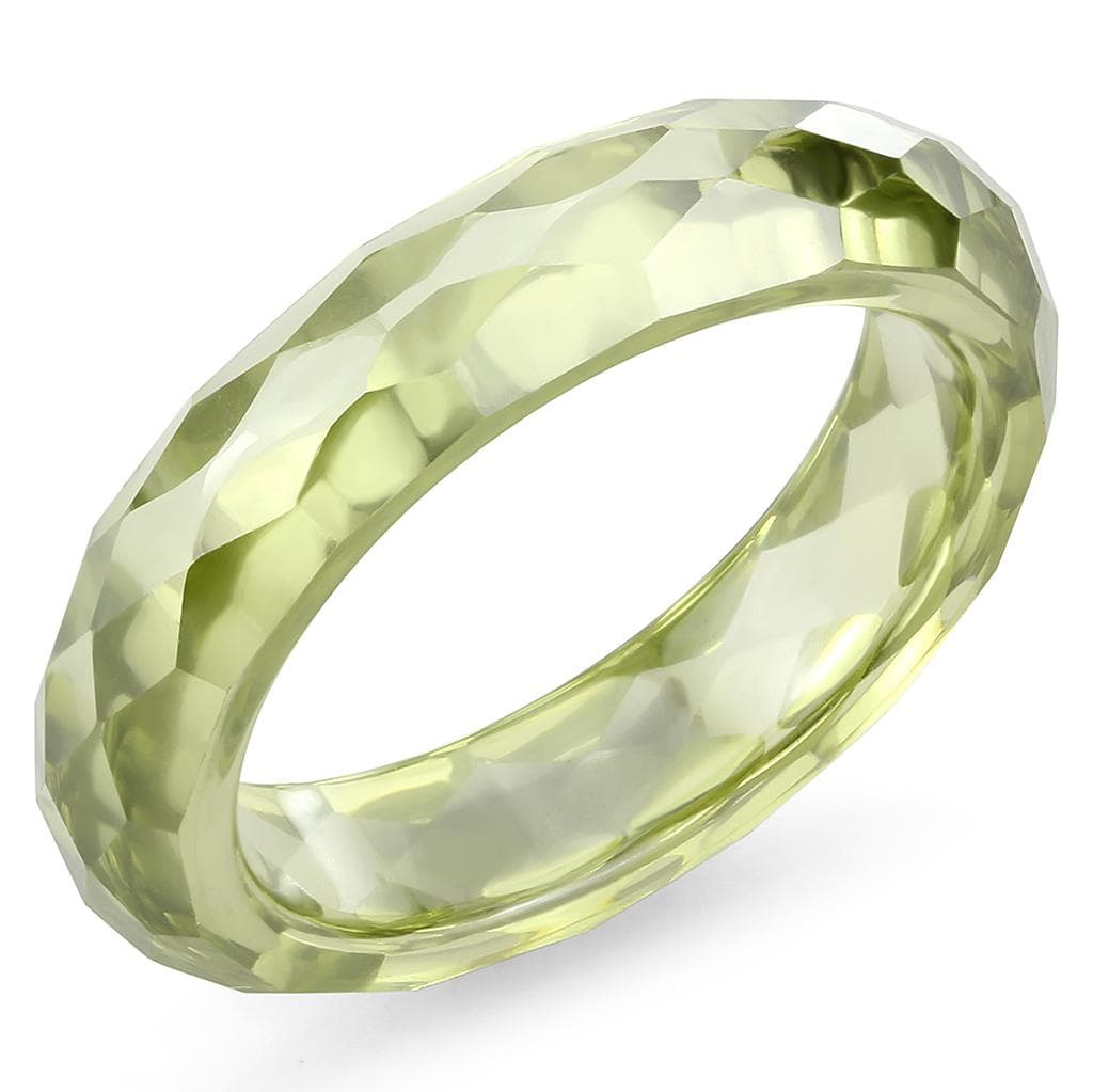 Stainless Steel Green Ceramic Faceted Band Ring