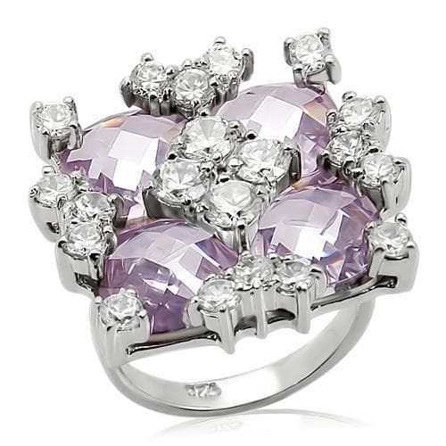 Sterling Silver Lavender CZ Cushion Cluster Cocktail Ring