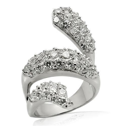 Sterling Silver CZ Pave Crossover Wave Cocktail Ring