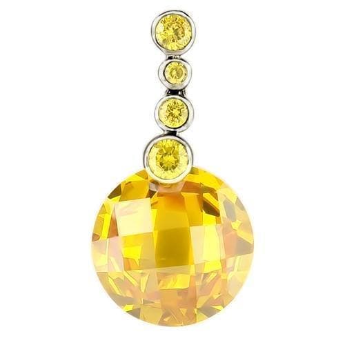 Sterling Silver Yellow Citrine CZ Graduated Drop Pendant