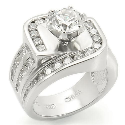Sterling Silver CZ Oval Halo Baguette Channel Cocktail Ring