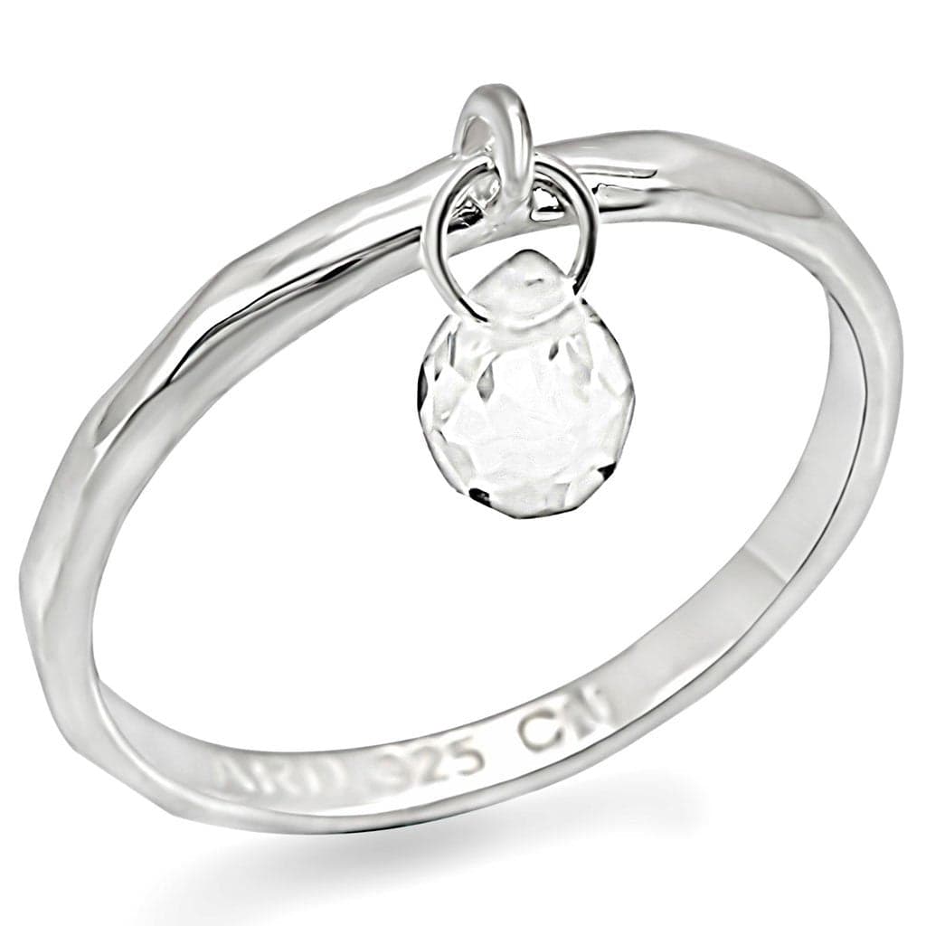 Sterling Silver CZ Briolette Charm Dangle Ring
