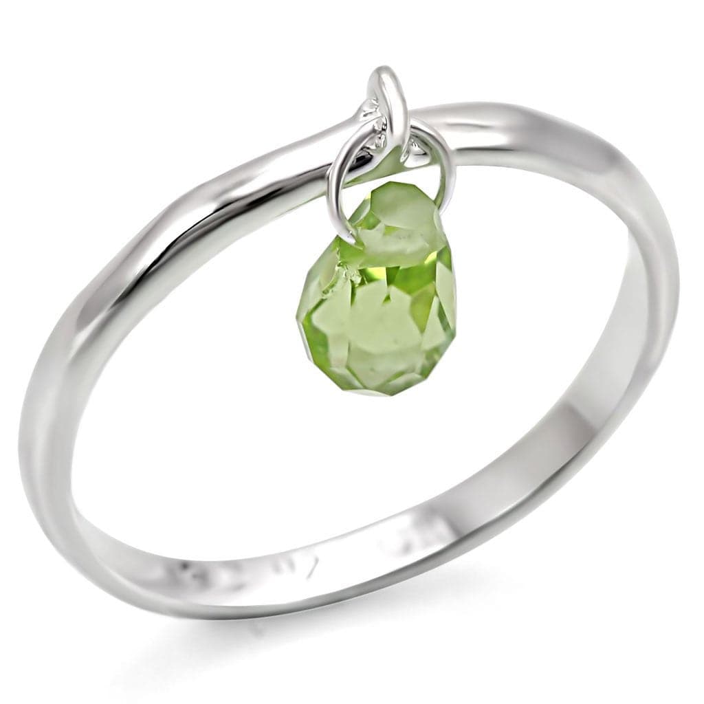 Sterling Silver Green Peridot Briolette Charm Dangle Ring