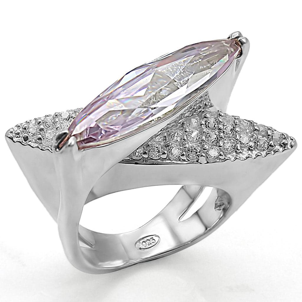 Sterling Silver CZ Marquise Oversized Pave Bypass Ring