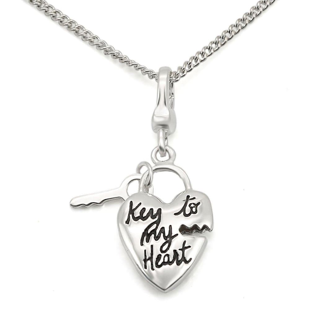 Sterling Silver Key To My Heart Locket Pendant Necklace
