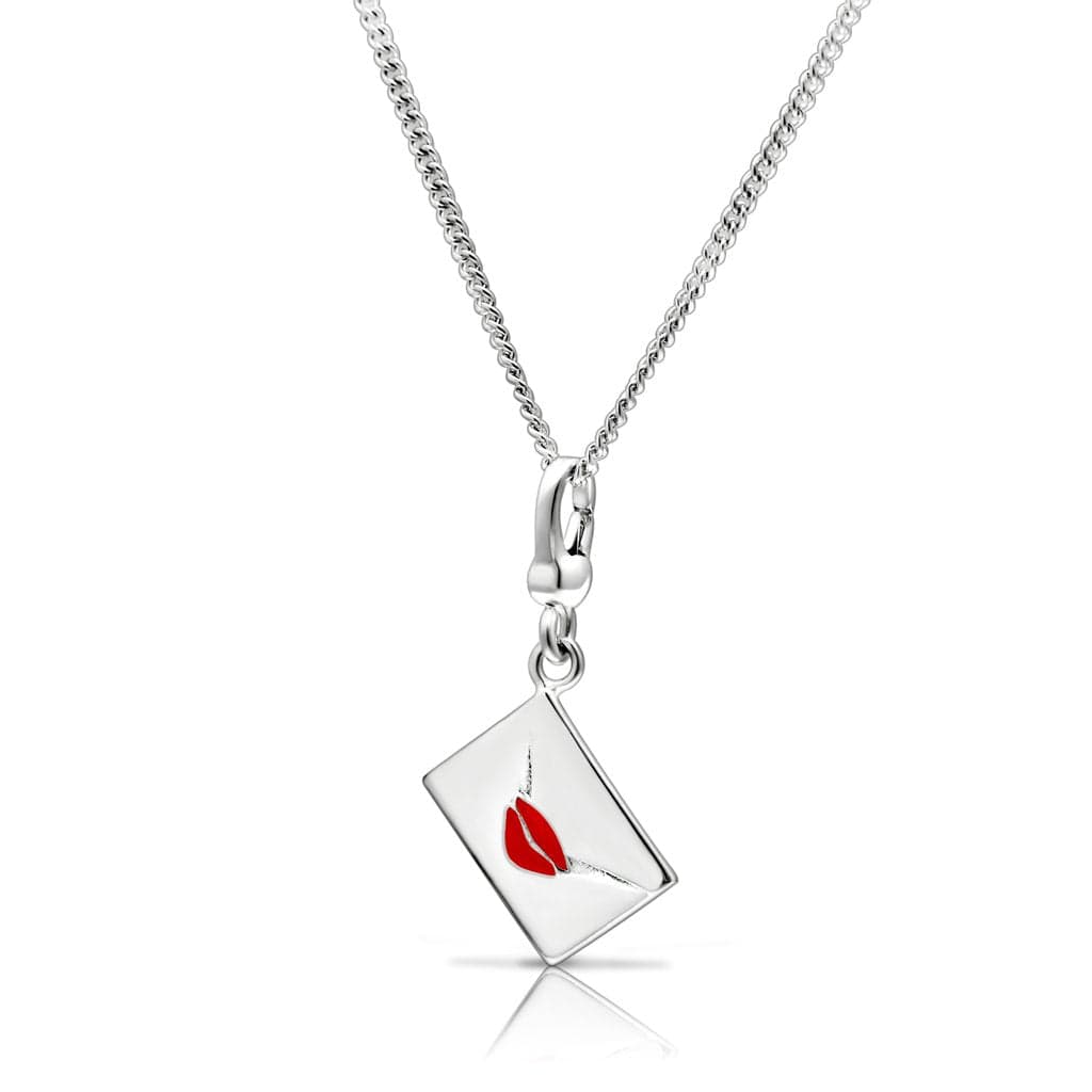 Sterling Silver Enamel Love Letter Envelope Charm Pendant