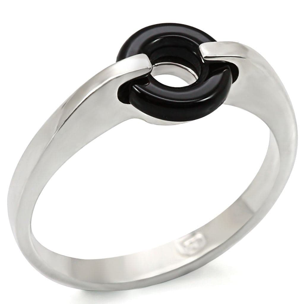 Sterling Silver Black Onyx Circle Interlocking Cocktail Ring