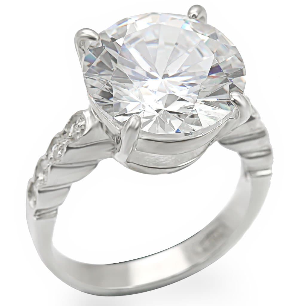 Sterling Silver CZ Round Oversized Solitaire Cocktail Ring