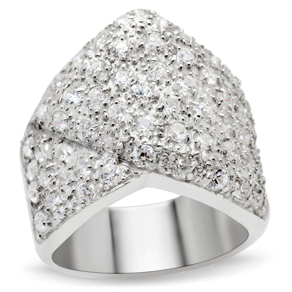 Sterling Silver CZ Pave Full Dome Wide Band Ring