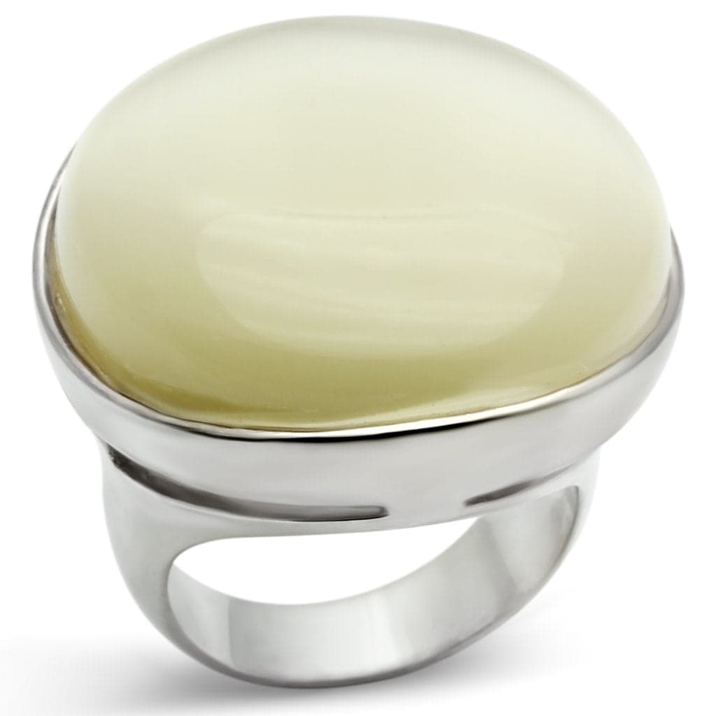 Sterling Silver Ivory Cabochon Oversized Dome Cocktail Ring