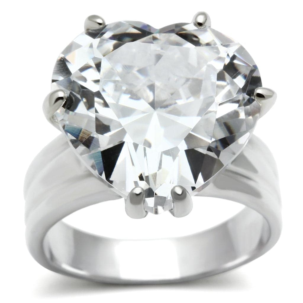 Sterling Silver CZ Oversized Heart Solitaire Ring