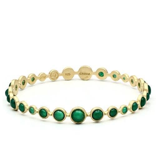 Sterling Silver Gold Emerald Green Bezel Eternity Band Bracelet