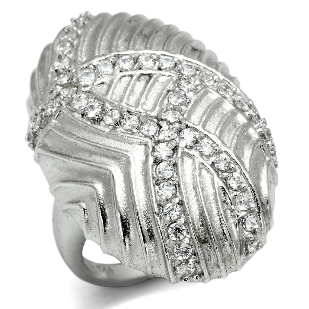 Sterling Silver CZ Art Deco Geometric Wide Band Ring