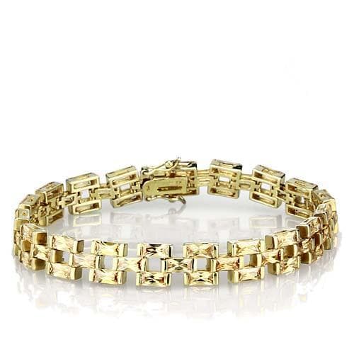 Sterling Silver Gold Geometric Link Wide Band Bracelet