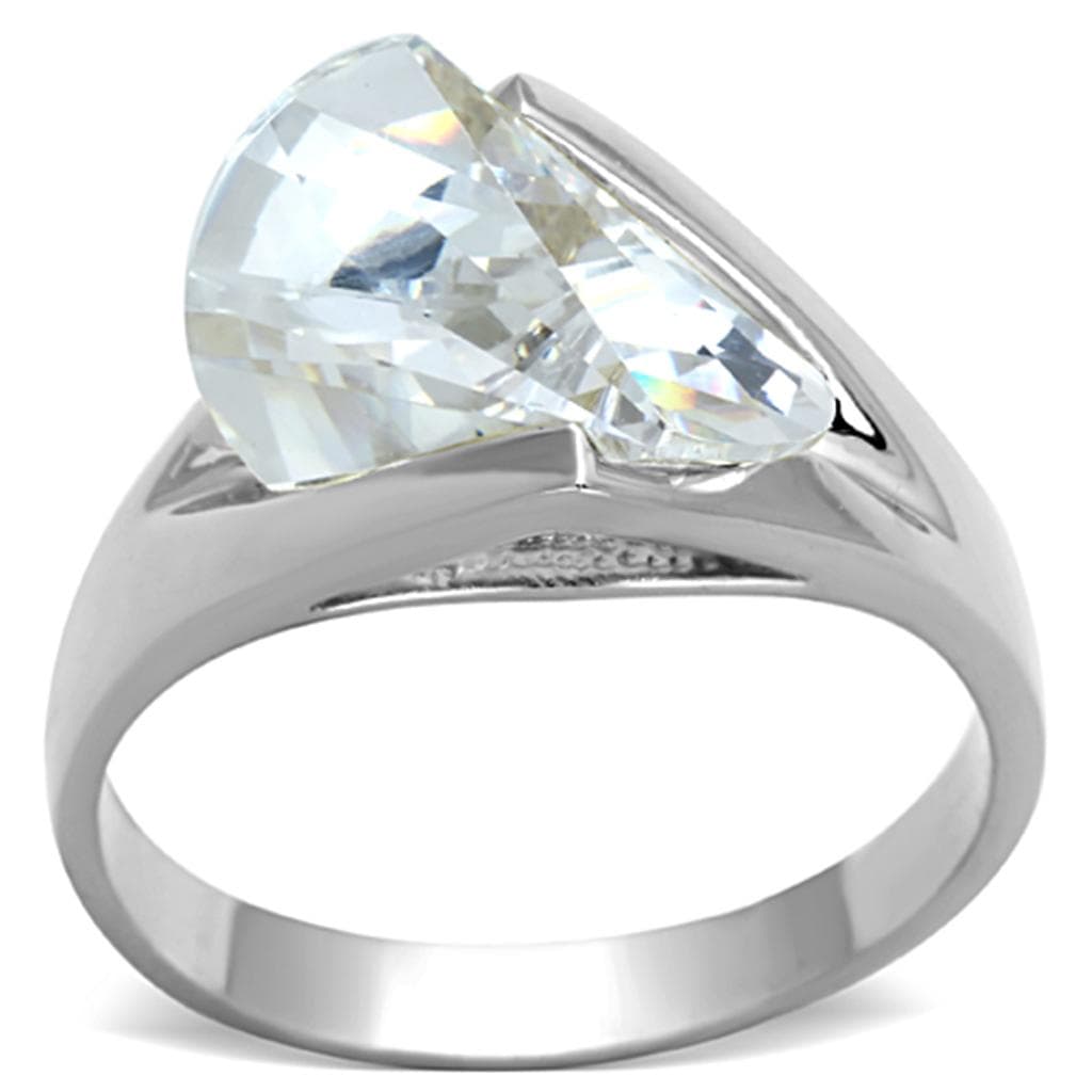 Sterling Silver CZ Fancy Cut Wedge Solitaire Ring