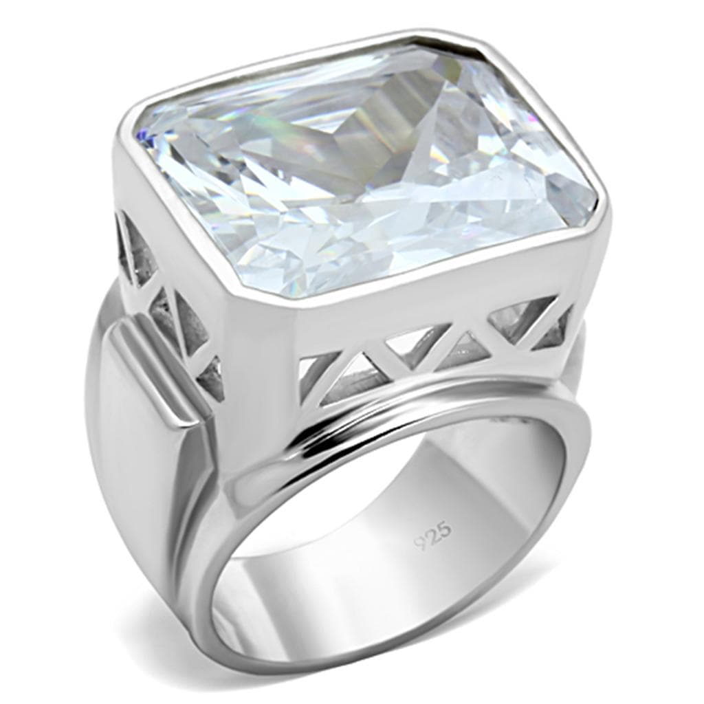 Sterling Silver Emerald Cut Lattice Ring | The Stainless Jewelry