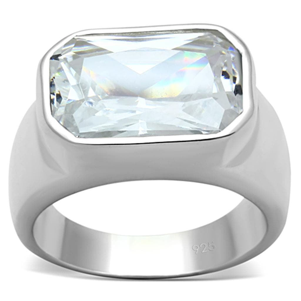 Sterling Silver Emerald Cut Bezel Ring | The Stainless Jewelry
